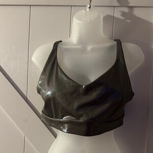 Athleta Shiny Black Crop Top